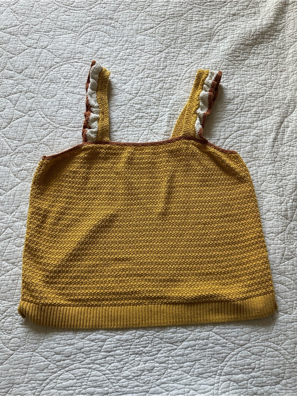 Madewell Mustard Yellow Knit Tank with Contrast Trim